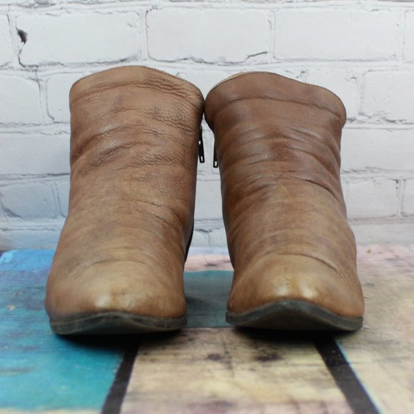 Vintage 80's Maine Woods Amanda Brown Leather Slouch Side Zip Ankle Boots 6 M - Picture 4 of 9